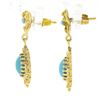 Image 3 : Vintage 14k Gold Oval Cabochon Blue Turquoise Open Textured Drop Dangle Earrings