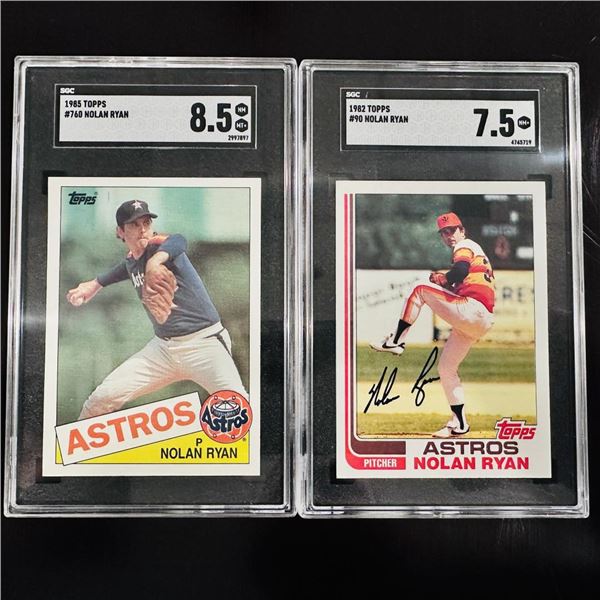 Set of (2) Nolan Ryan Houston Astros Topps Baseball Cards - SGC Graded