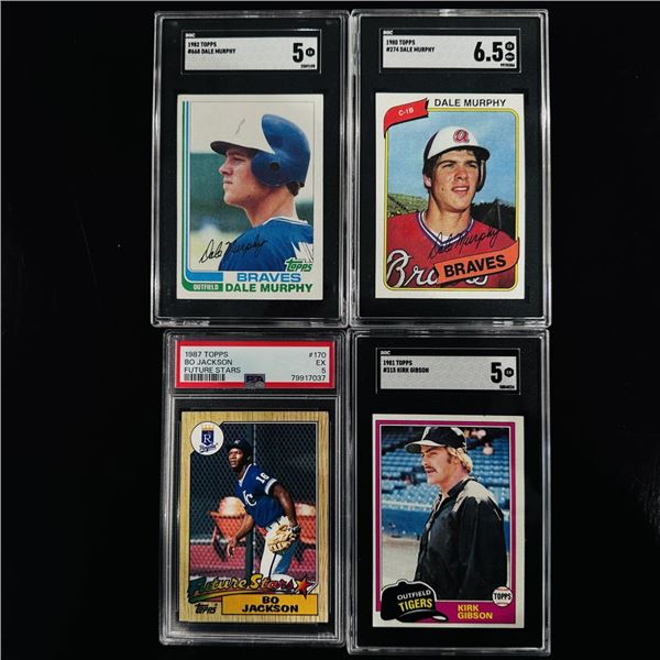 Set of (4) Vintage Baseball Cards Featuring Murphy, Jackson & Gibson