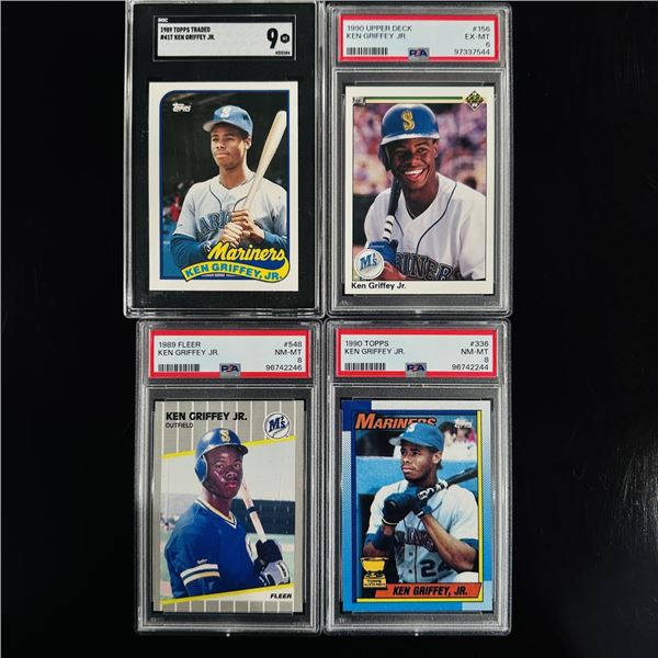 Set of (4) Ken Griffey Jr. Baseball Cards - PSA & SGC Graded