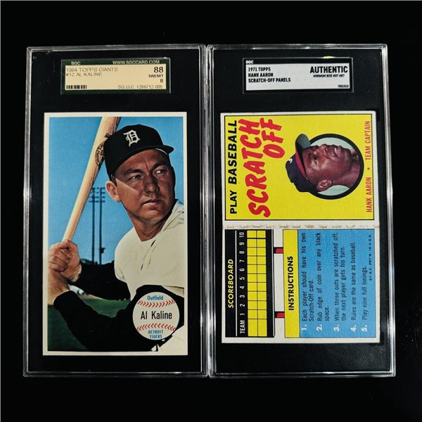Set of (2) Vintage Baseball Cards - Al Kaline & Hank Aaron