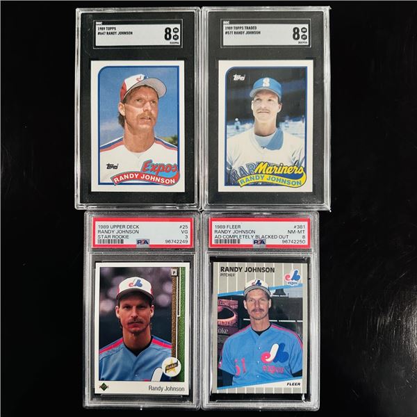 Set of (4) Randy Johnson Rookie and Early Career Cards