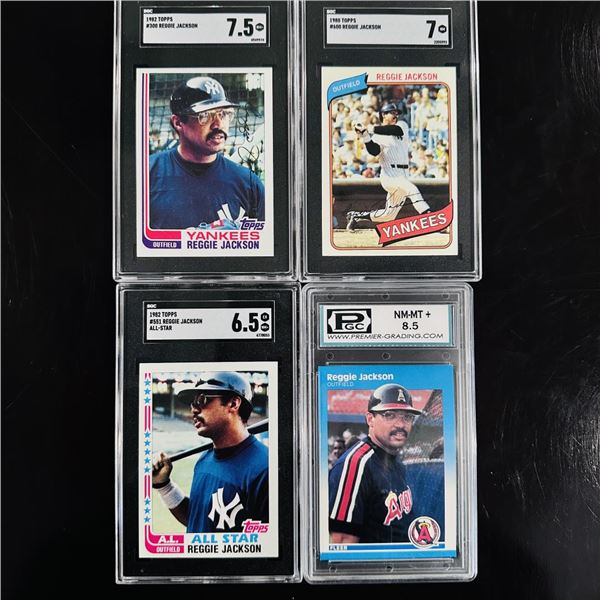 Set of (4) Reggie Jackson Baseball Cards - SGC, PSA & PGC Graded