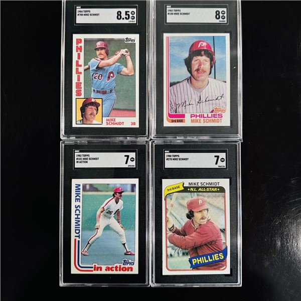 Set of (4) Mike Schmidt Baseball Cards - SGC Graded