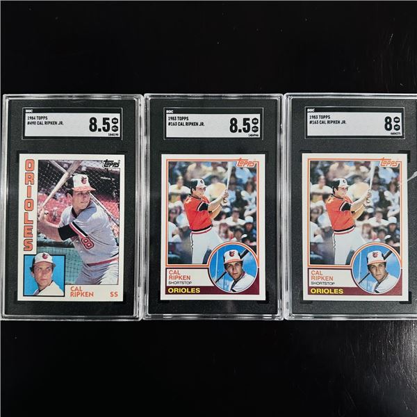 Set of (3) Cal Ripken Jr. 1983-1984 Topps Graded Cards