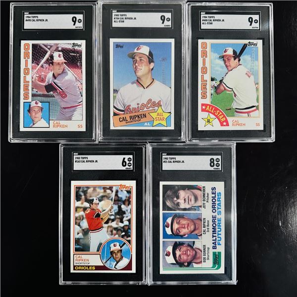 Set of (5) Cal Ripken Jr. Baseball Cards - All SGC Graded
