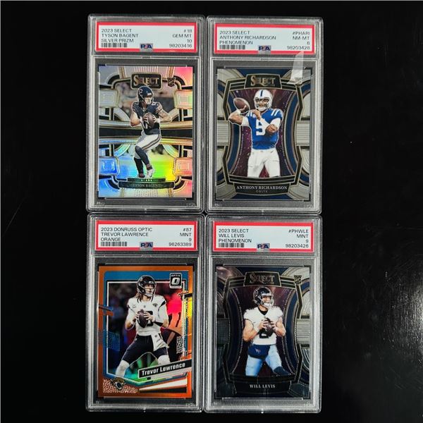 Set of (4) NFL QB Cards - Bagent, Richardson, Levis & Lawrence - PSA Graded