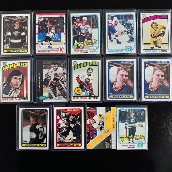 Assorted Set of Vintage & Modern Hockey Cards - Gretzky, Hull, Robitaille & More