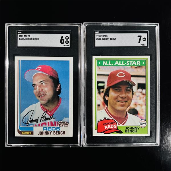 Set of (2) Johnny Bench Topps Cards - SGC Graded