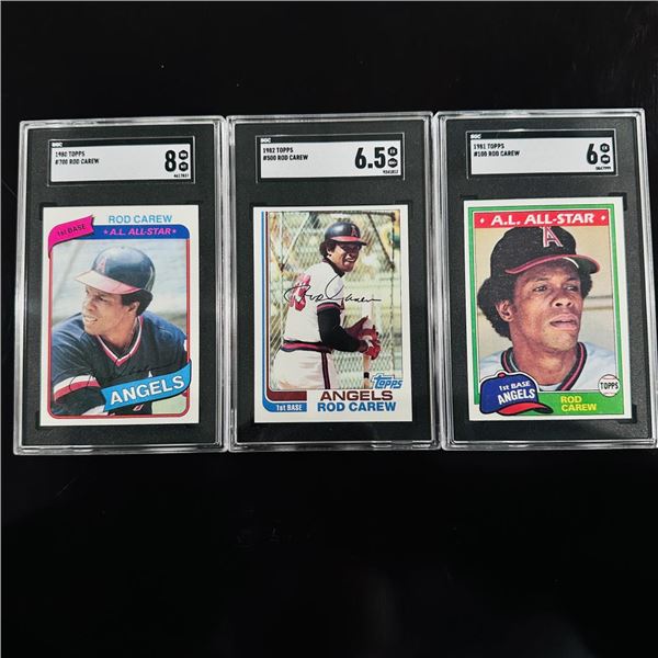 Set of (3) Rod Carew Topps Cards - SGC Graded