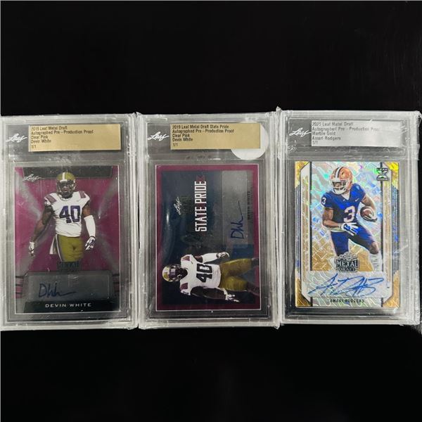 Set of (3) 1/1 Leaf Metal Draft Pre-Production Proof Autograph Cards - Devin Whi