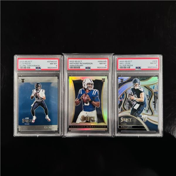 Set of (3) 2023 Select Rookie QB Cards - All PSA 8 Graded