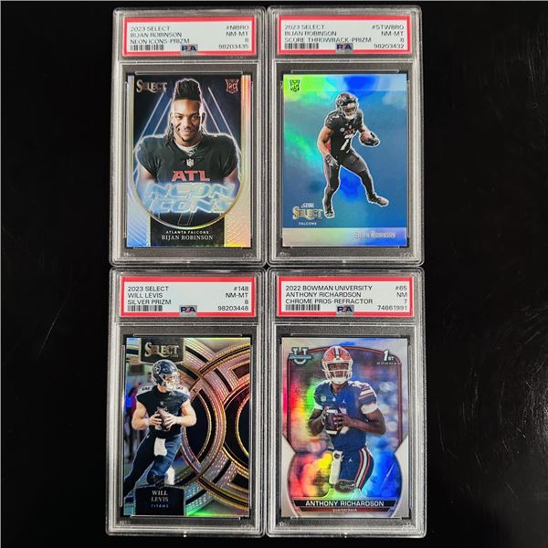 Set of (4) Rookie Football Cards - Bijan Robinson, Will Levis & Anthony Richards