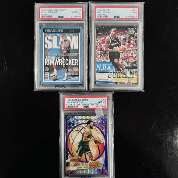 Set of (3) Basketball Cards - PSA Graded Duncan, Tatum & Martin