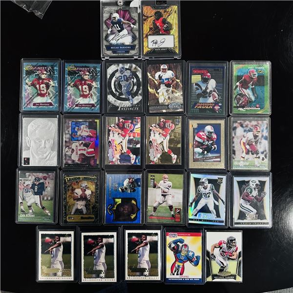 Assorted Football Card Collection - Featuring Joe Montana, Barry Sanders, Micah