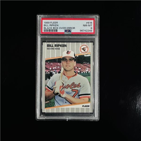 1989 Fleer Bill Ripken #616 - PSA 8 Black Box Over Error