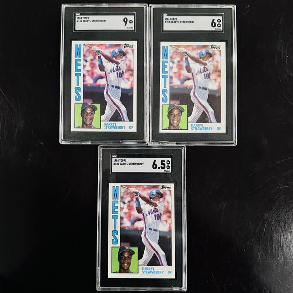 Set of (3) 1984 Topps Darryl Strawberry Rookie Cards - SGC Graded