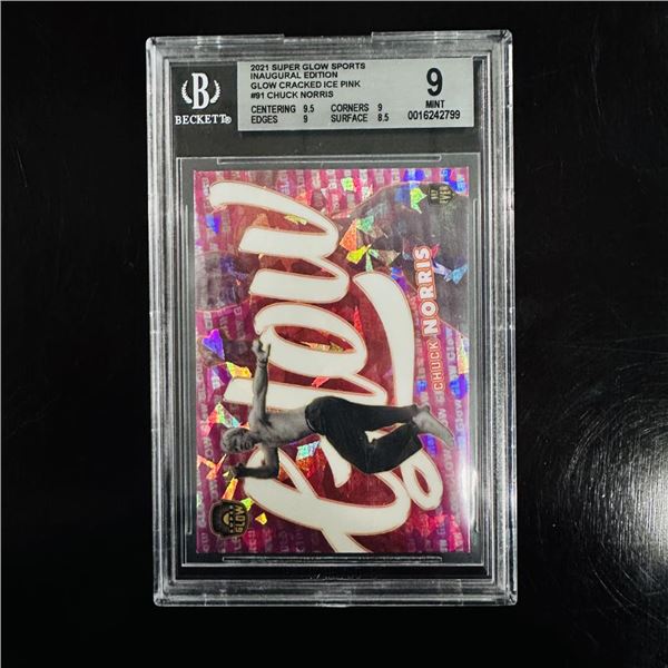 2021 Super Glow Chuck Norris - Cracked Ice Pink #91 (BGS 9 Mint)