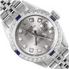 Image 1 : Rolex Ladies Stainless Steel Gray Diamond And Sapphire Date Wristwatch 26MM