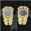 Image 2 : Vintage Kaufmann De Suisse 18K Gold Moonstone Wide Braided Clip On Cuff Earrings