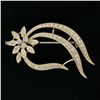Image 2 : 18k Yellow Gold 0.70 ctw Round Brilliant Cut Diamond Open Work Floral Pin Brooch