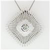 Image 2 : Vintage Handmade 18k White Gold 0.94 ctw Large Open Wire Cushion Pendant Necklac