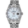 Image 3 : Rolex Mens Stainless Steel Diamond Lugs And Pyramid Bezel Datejust Wristwatch