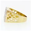 Image 6 : FIERY Men's 14K Gold 1.44 ctw Round Brilliant Pave Diamond Open Platter Ring