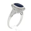 Image 9 : Estate Platinum GIA Oval Ceylon Bezel Sapphire Pave Diamond Halo Engagement Ring