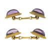 Image 5 : Men's Antique 14K Gold Oval Cabochon Bezel Amethyst Ball Bead Frame Cuff Links