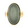 Image 4 : 22K Gold Large GIA Oval Cabochon Bezel Cat's Eye Moonstone Trillion Peridot Ring