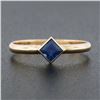 Image 2 : Simple Petite 14k Gold 0.35 ctw Square Step Cut Bezel Set Sapphire Solitaire Rin