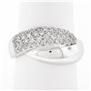 Image 1 : NEW 14k White Gold 0.52 ctw Pave Diamond & Polished Crossover Wide Band Ring
