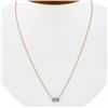 Image 6 : New 14K Rose Gold Emerald Cut Channel Set Blue Topaz Solitaire Pendant & Chain