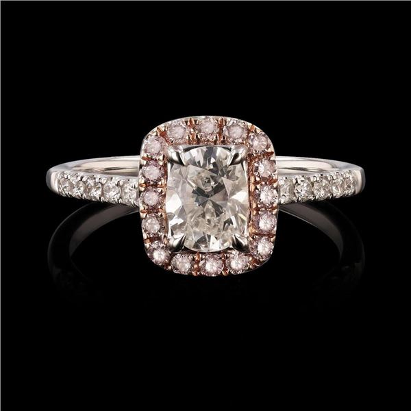 0.69 ctw SI1 CLARITY F COLOR CENTER Diamond 18K White Gold Ring (1.06 ctw Diamon