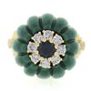 Image 4 : Vintage 18k Yellow Gold Carved Malachite w/ Diamond & Sapphire Statement Ring