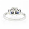 Image 7 : New Platinum 1.71 ctw GIA Emerald Cut Diamond & Sapphire 3 Stone Engagement Ring