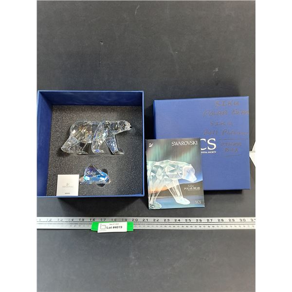 # Swarovski Crystal - Polar Bear Siku Figurine w/Box & Certificate - 7" x 4"