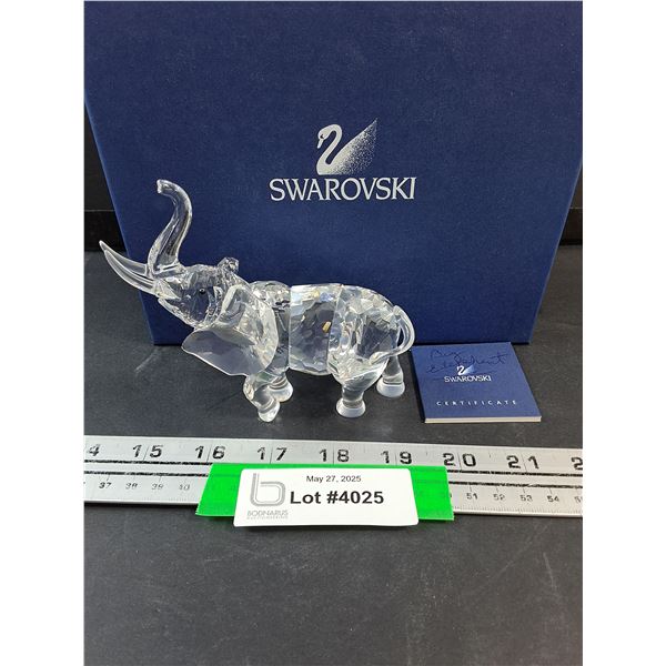 # Swarovski Crystal - Elephant Figurine in Box w/Certificate - 4.5" x 4"