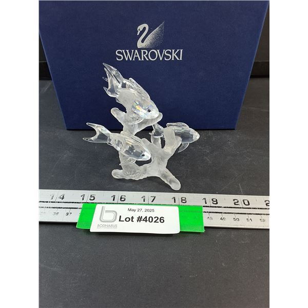 # Swarovski Crystal - School of Fish Figurine in Box w/Certificate - 4" x 3"