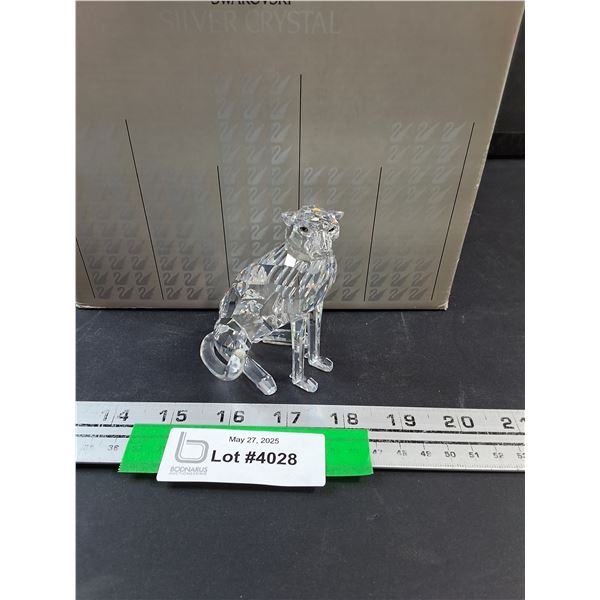 # Swarovski Crystal - Cougar Figurine in Box - 4" X 3"