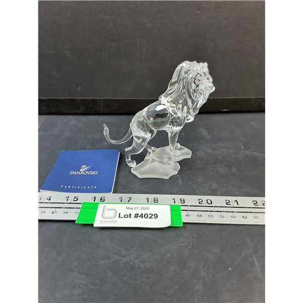 # Swarovski Crystal - Lion Figurine w/Certificate - 5" x 4.5"