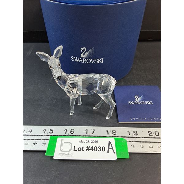 # Swarovski Crystal - Deer Figurine in Box w/Certificate - 4" x 3.5"