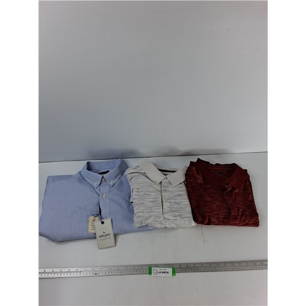 (2) Large Polo Shirts, (1) Large Dress Shirt