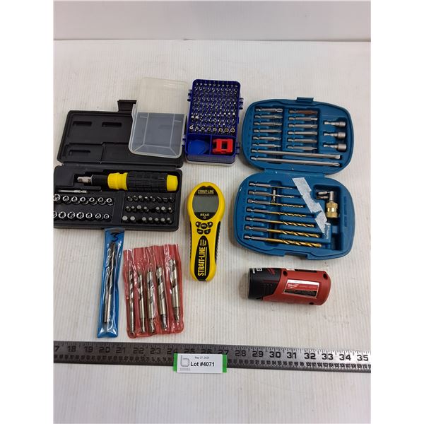 Various Tool Kits, Drill Bits, Laser Line, Milwaukee Battery
