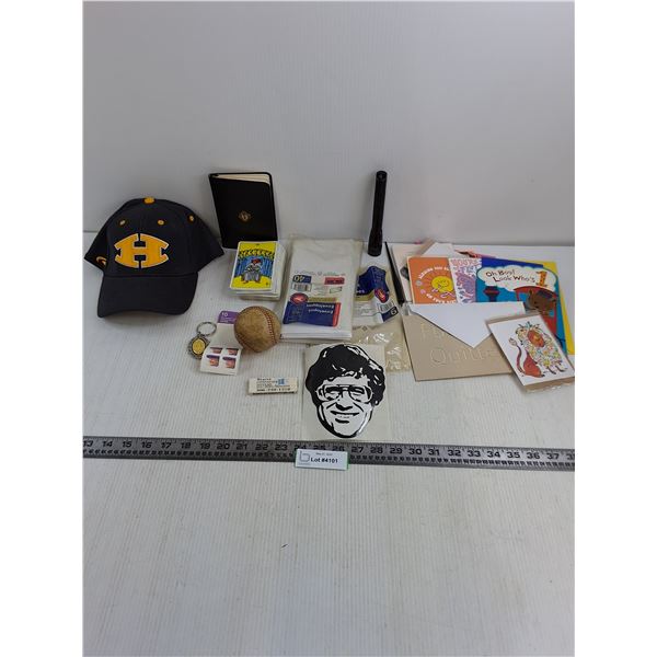 Saskatoon Hilltops Ball Cap, Tarot Cards, Prayer Book, Unused Greeting Cards, Misc.