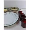 Image 3 : (7) Plates, (3) Bowls, (4) Glass Candle Holders, Misc
