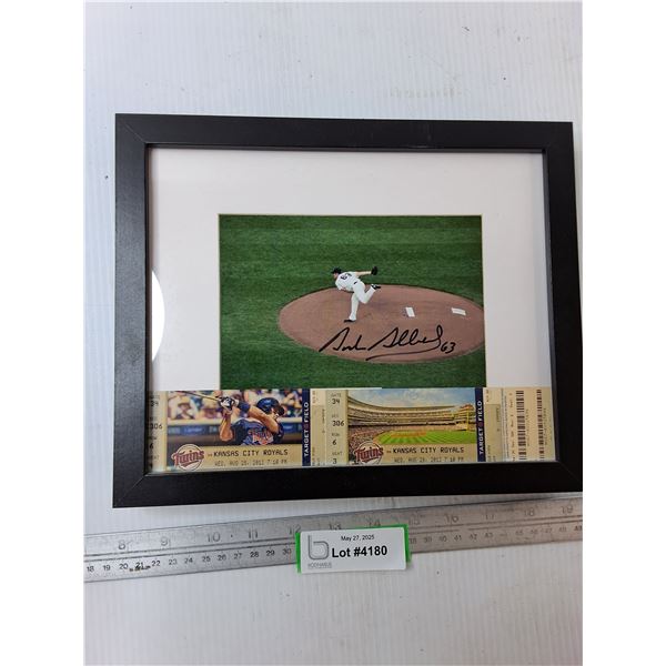 Framed Baseball Picture with 2 Baseball Tickets- - CANNOT GUARANTEE AUTHENTICITY