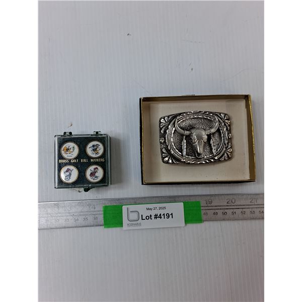 Brass Golf Ball Marker And Belt Buckle