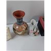 Image 6 : Assorted Items - Stained Glass Angel, (3) Candle Holders, Small Vase, Misc
